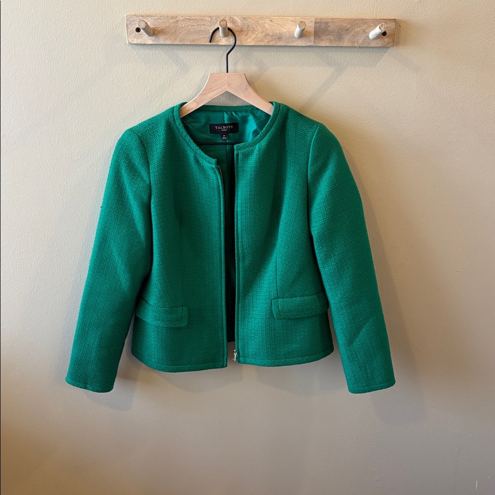 Talbots Kelly green, tweed Women's Blazer size 2 petite